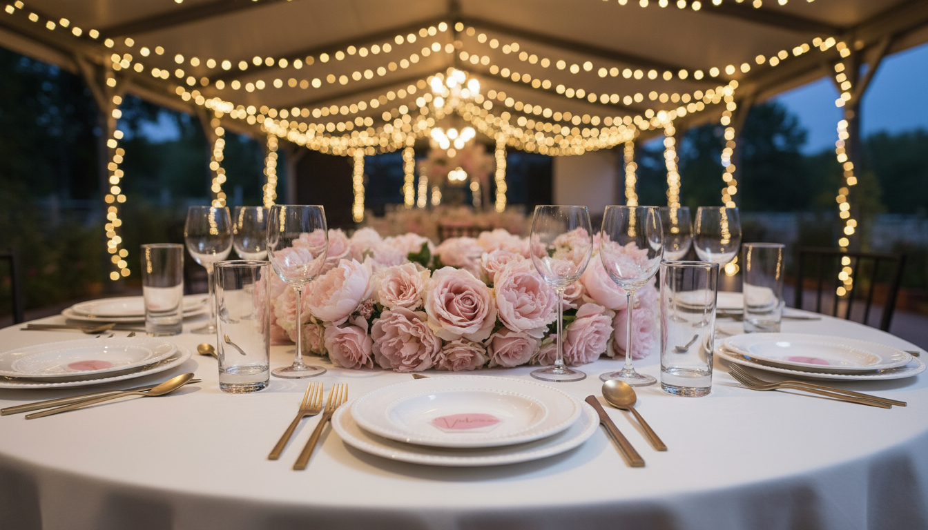 Personalisierte Hexagon Acryl Platzkarten – Handbemalt mit Metallic Vinyl – Élégance SchriftArt