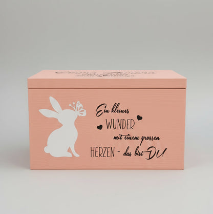 Personalisierte Erinnerungsbox aus Holz – Handbemalt & Mit Namen Veredelt | Geschenk für Geburt & Taufe | Élégance SchriftArt