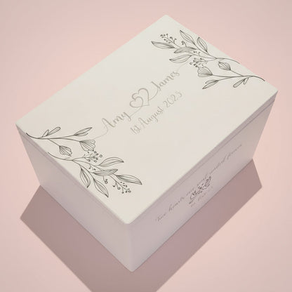 Personalisierte Hochzeitsbox – Edle Kartenbox & Erinnerungsbox | Handbemalt & Mit Namen Veredelt | Élégance SchriftArt