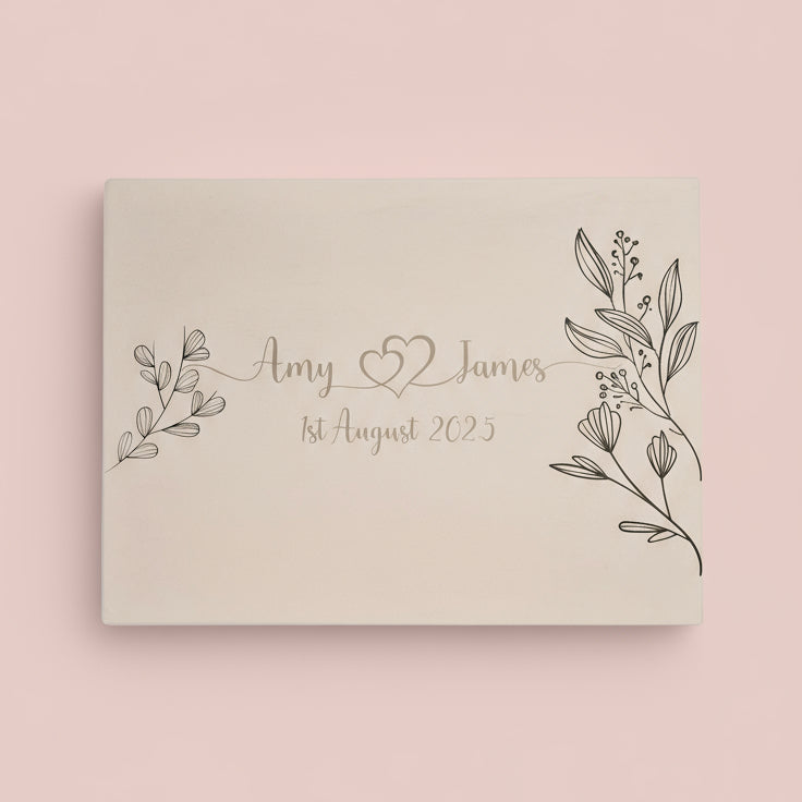 Personalisierte Hochzeitsbox – Edle Kartenbox & Erinnerungsbox | Handbemalt & Mit Namen Veredelt | Élégance SchriftArt