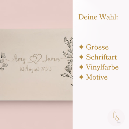 Personalisierte Hochzeitsbox – Edle Kartenbox & Erinnerungsbox | Handbemalt & Mit Namen Veredelt | Élégance SchriftArt