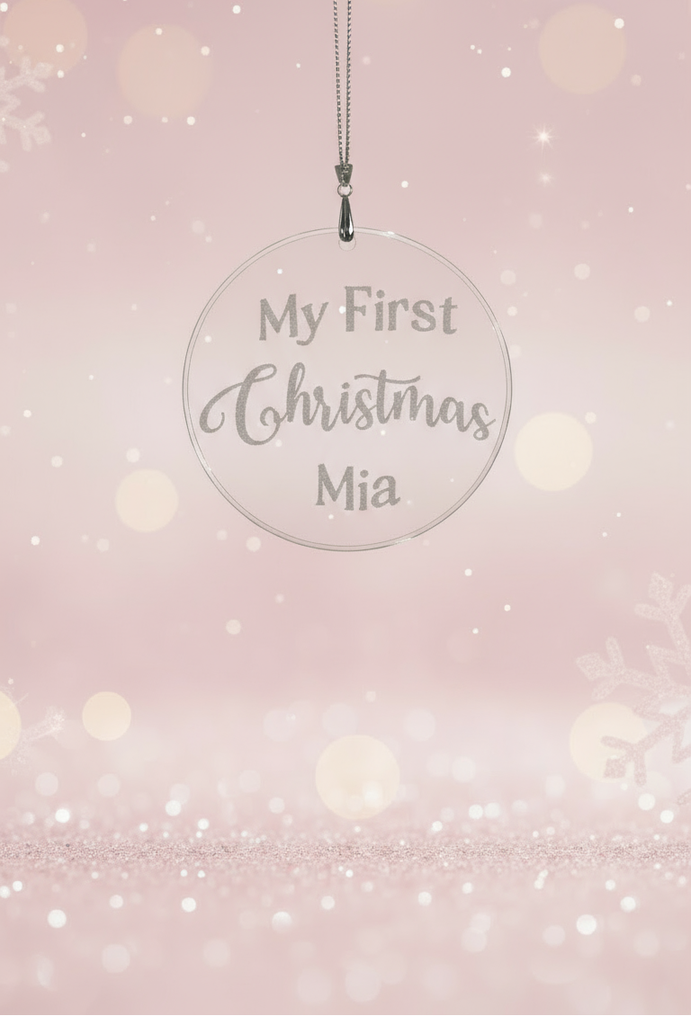 Weihnachts Anhänger, Kristall, Rund und personalisiert.