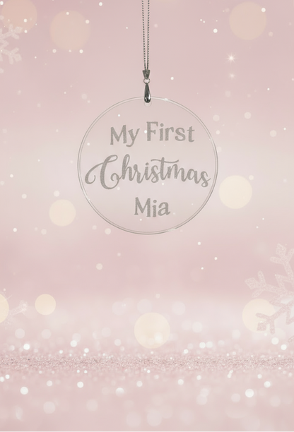 Weihnachts Anhänger, Kristall, Rund und personalisiert.