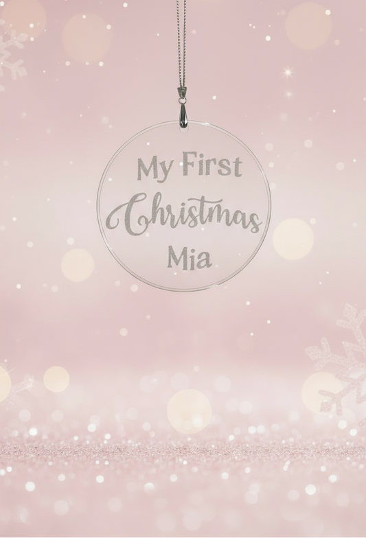 Weihnachts Anhänger, Kristall, Rund und personalisiert.
