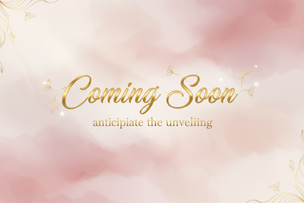 Coming Soon elegant, rosa pastell mit goldener schrift mit text "anticipate the unveiling"