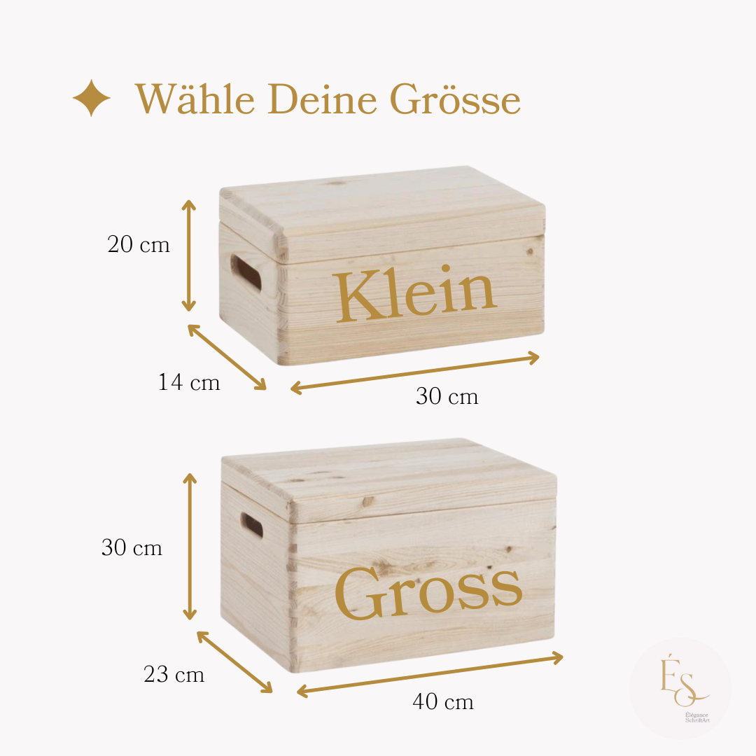 Personalisierte Erinnerungsbox aus Holz – Handbemalt & Mit Namen Veredelt | Geschenk für Geburt & Taufe | Élégance SchriftArt