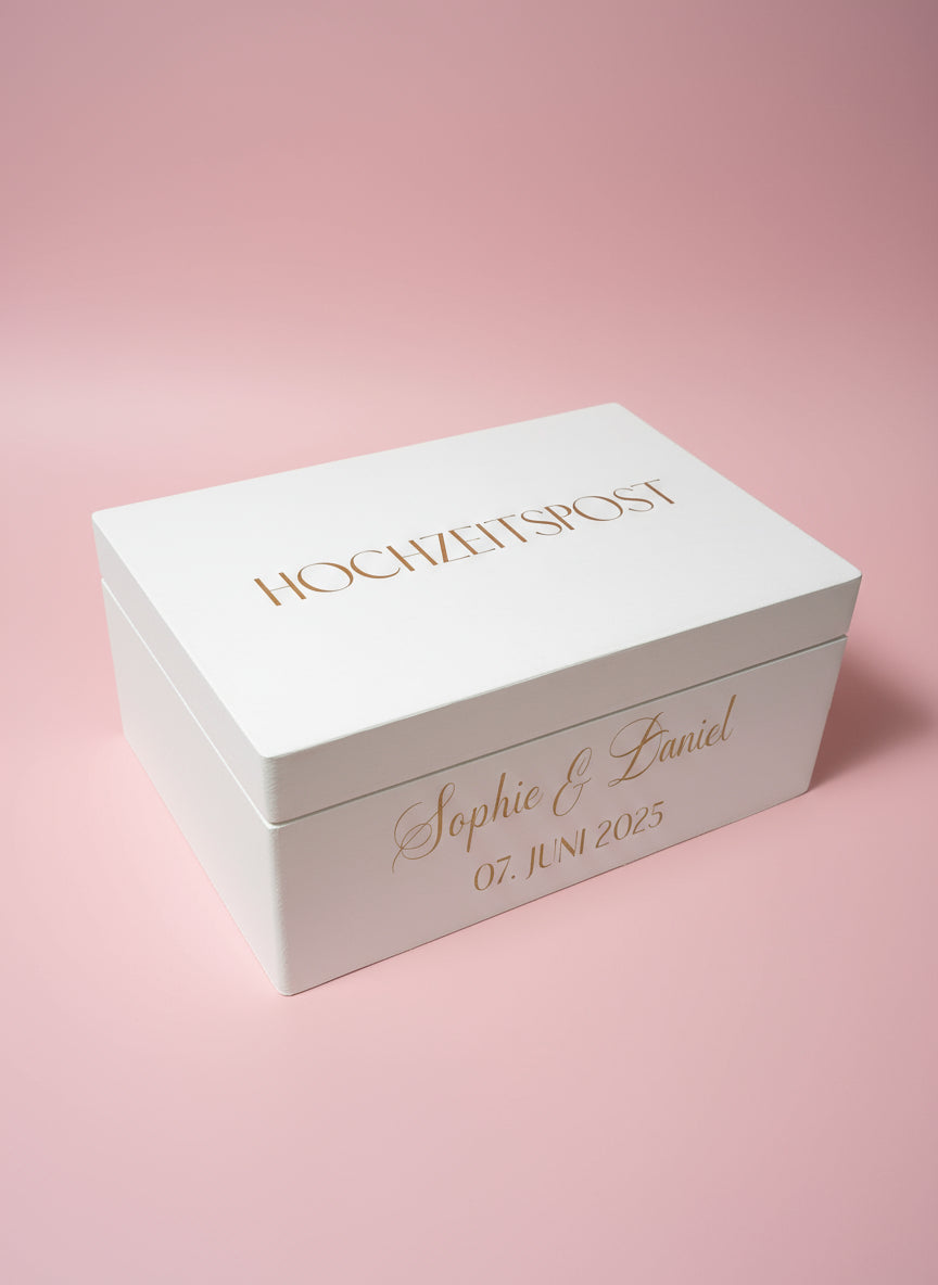 Personalisierte Hochzeitsbox – Edle Kartenbox & Erinnerungsbox | Handbemalt & Mit Namen Veredelt | Élégance SchriftArt