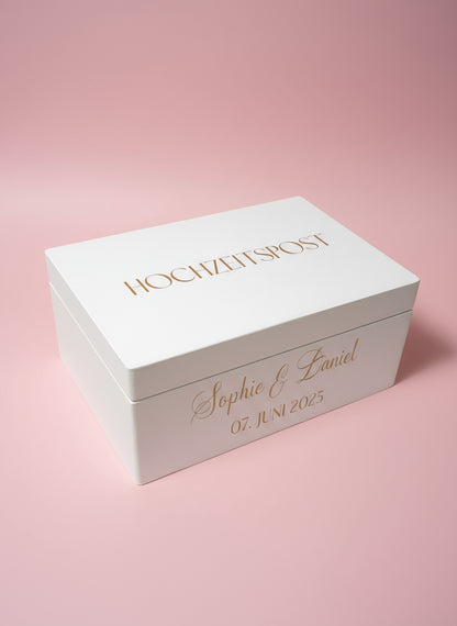 Personalisierte Hochzeitsbox – Edle Kartenbox & Erinnerungsbox | Handbemalt & Mit Namen Veredelt | Élégance SchriftArt